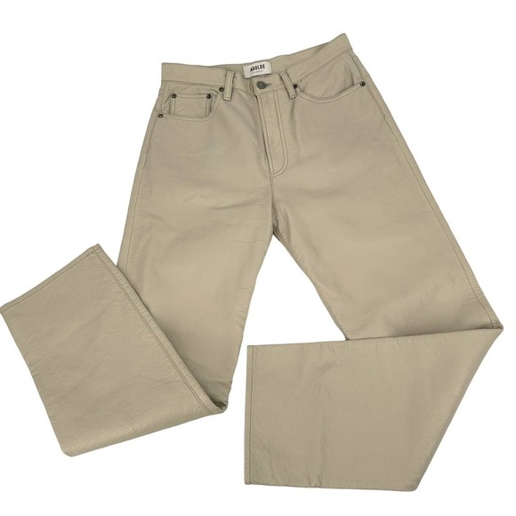 Agolde Los Angeles Women Recycled Leather 90s Pinch Waist Pant Solid taupe Sz 28 - Picture 3 of 16